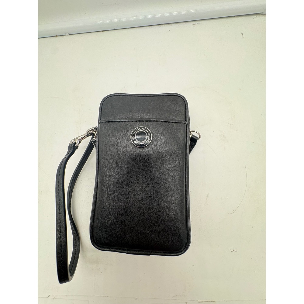 Coach Vintage Black Leather Digi Cam Pouch Phone Case Wristlet Y2K Multi-Use